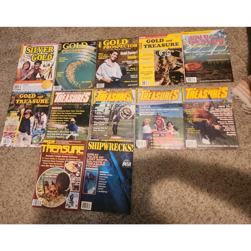 Lot Of 12 Vintage 70s 80s 90s Magazine Metal Detecting Gold Prospector Treasure